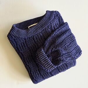 VTG 80s Garter Checkerboard Knit Purple Sweater, sz M